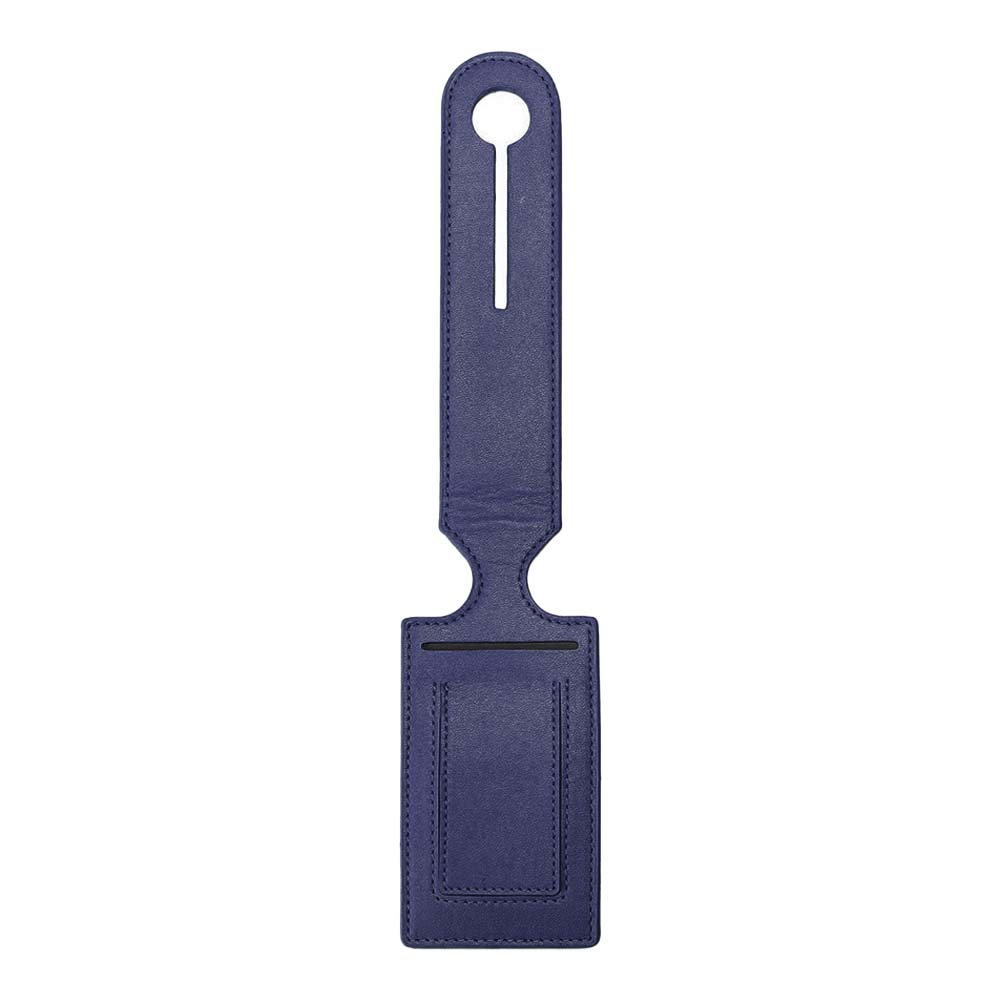 Logo Printable Flip PU Leather ID Tag with Strap Blue Logo Printable Flip PU Leather ID Tag with Strap Blue