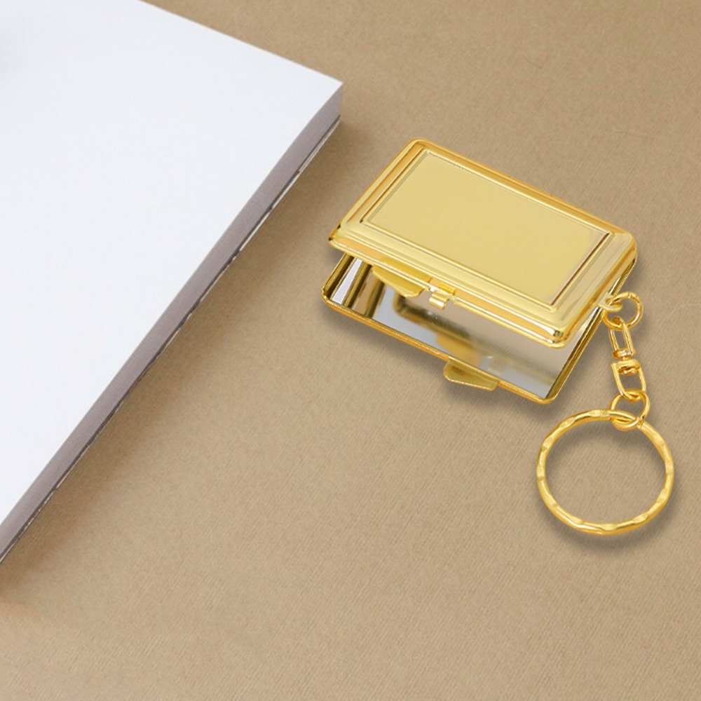 Customized Metal Rectangular Mirror Keychain Scene