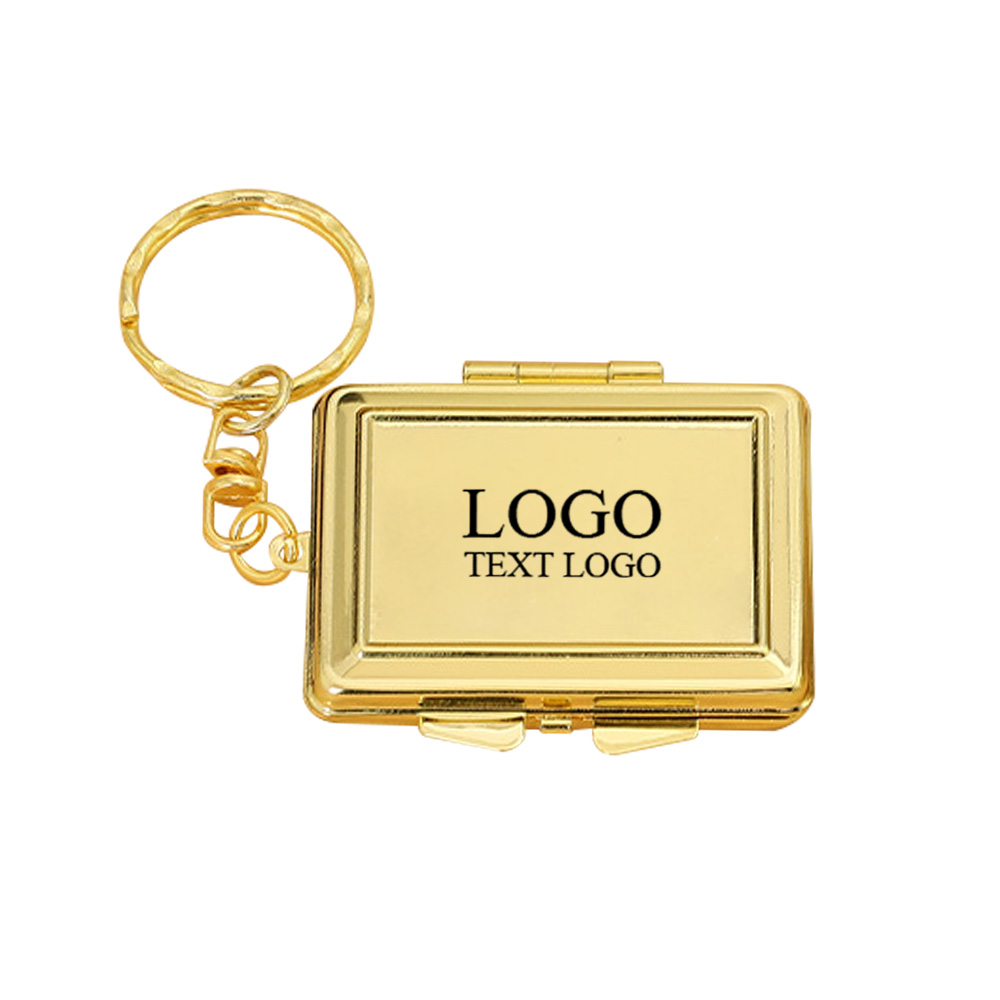 Customized Metal Rectangular Mirror Keychain With Logo