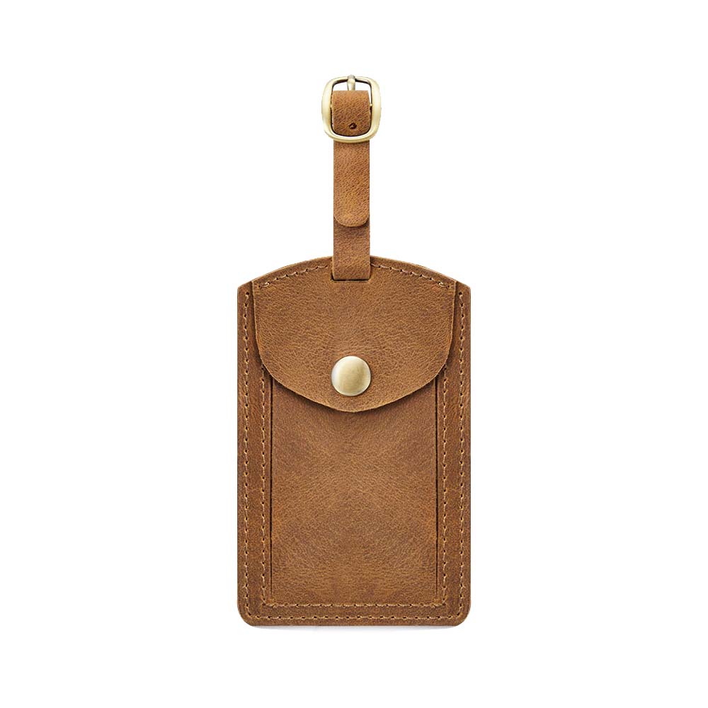Echte leren taslabel met Flip Cove Camel Echte leren taslabel met Flip Cove Camel