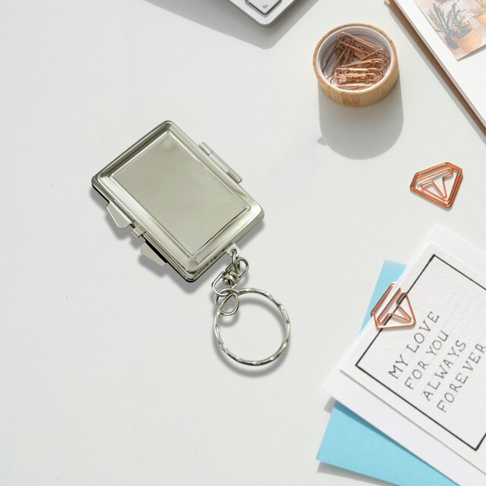 Glossy Metal Photo Frame Double-Sided Mirror Keychain Scene