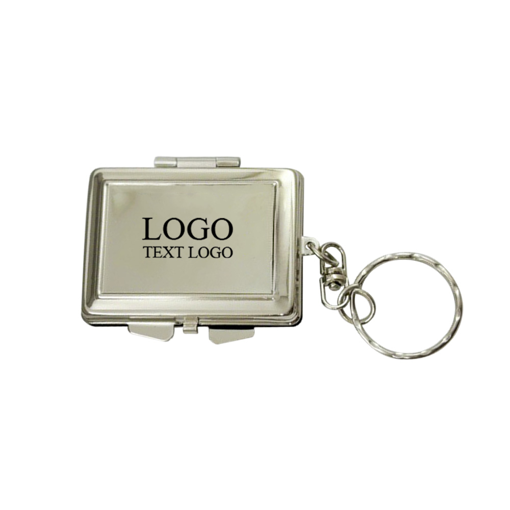Glossy Metal Photo Frame Double-Sided Mirror Keychain With Logo