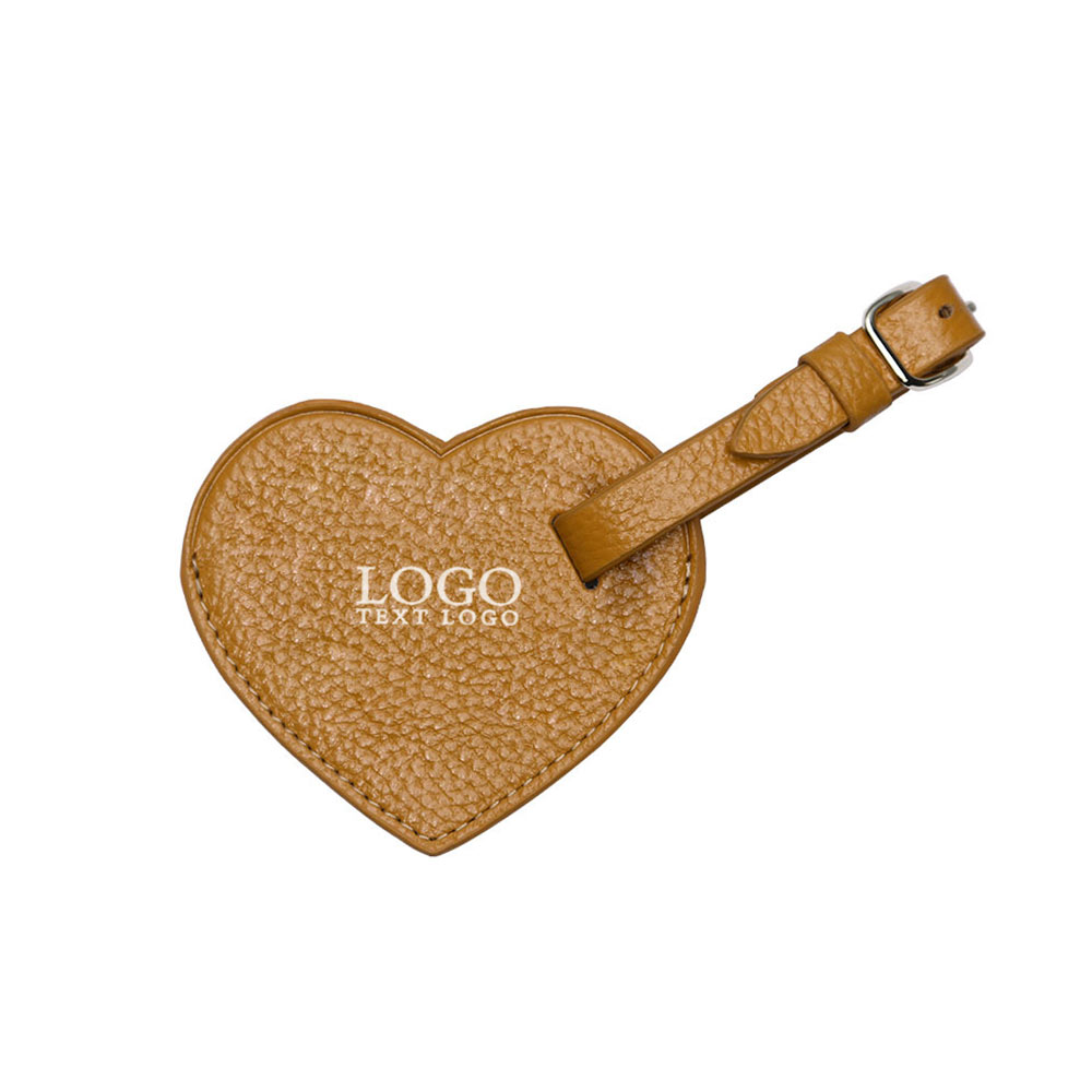 Heart Shaped Leather Luggage Tags Yellow with Logo