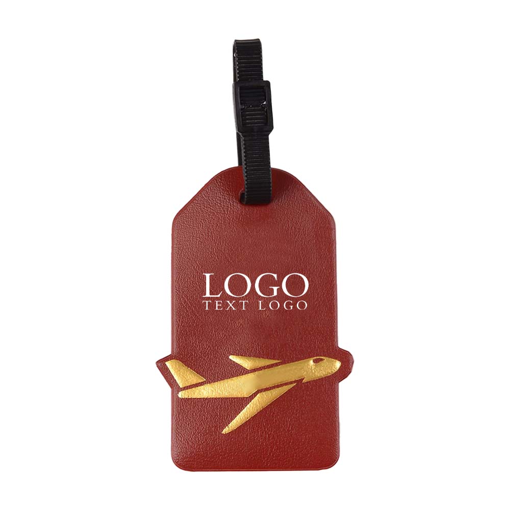 Maroon Faux Leather PVC Aircraft Travel ID Tag with Logo