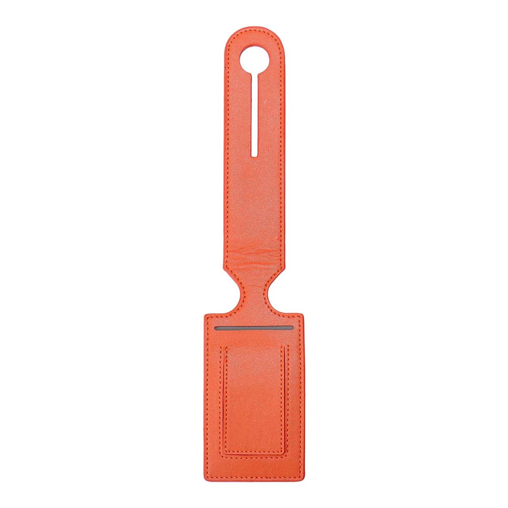 Logo Printable Flip PU Leather ID Tag with Strap Orange Logo Printable Flip PU Leather ID Tag with Strap Orange