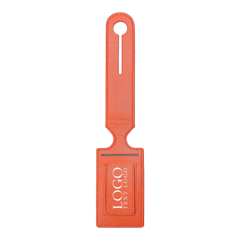 Oranje logo bedrukbare flip PU leren ID-tag met logo