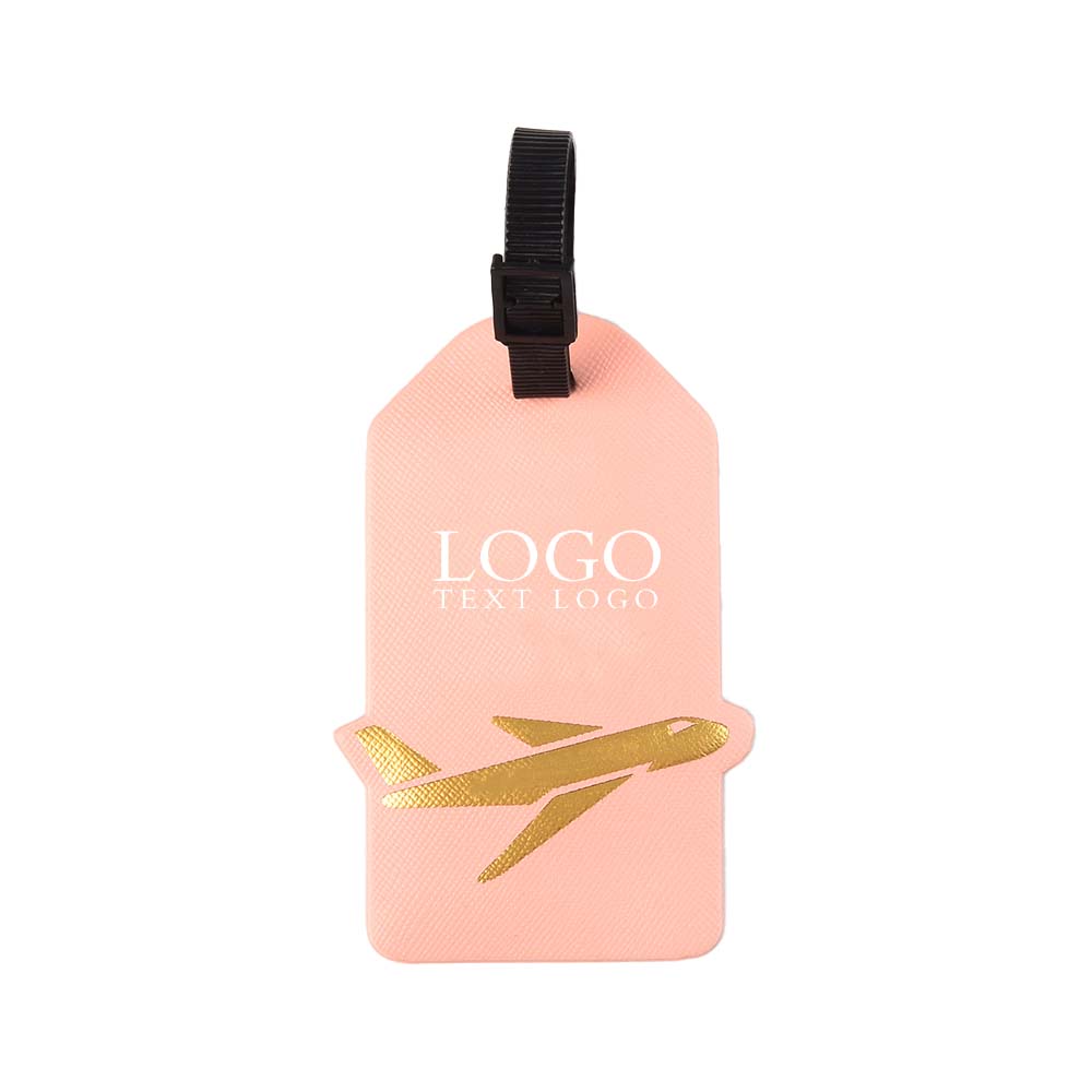 Pink Faux Leather PVC Aircraft Travel ID Tag with Logo