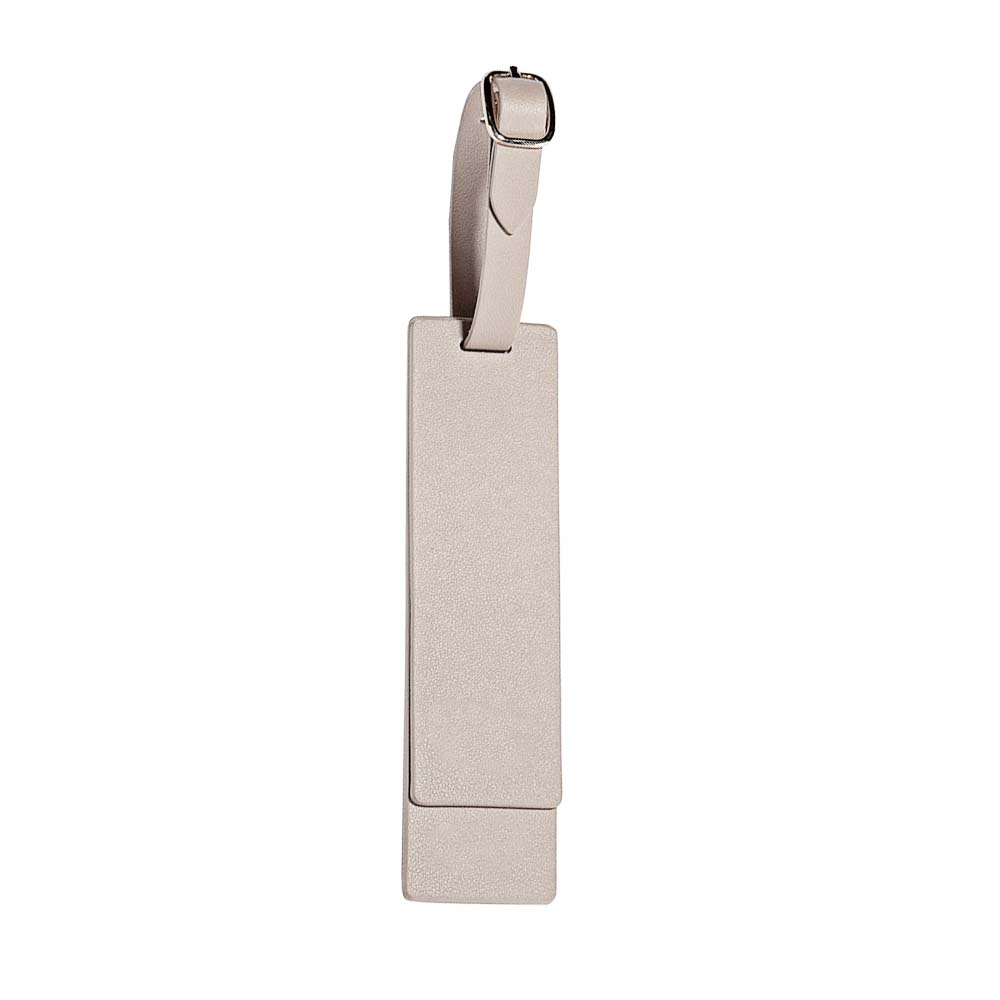 Scratch Resistant Magnetic Leather Luggage Tags Beige