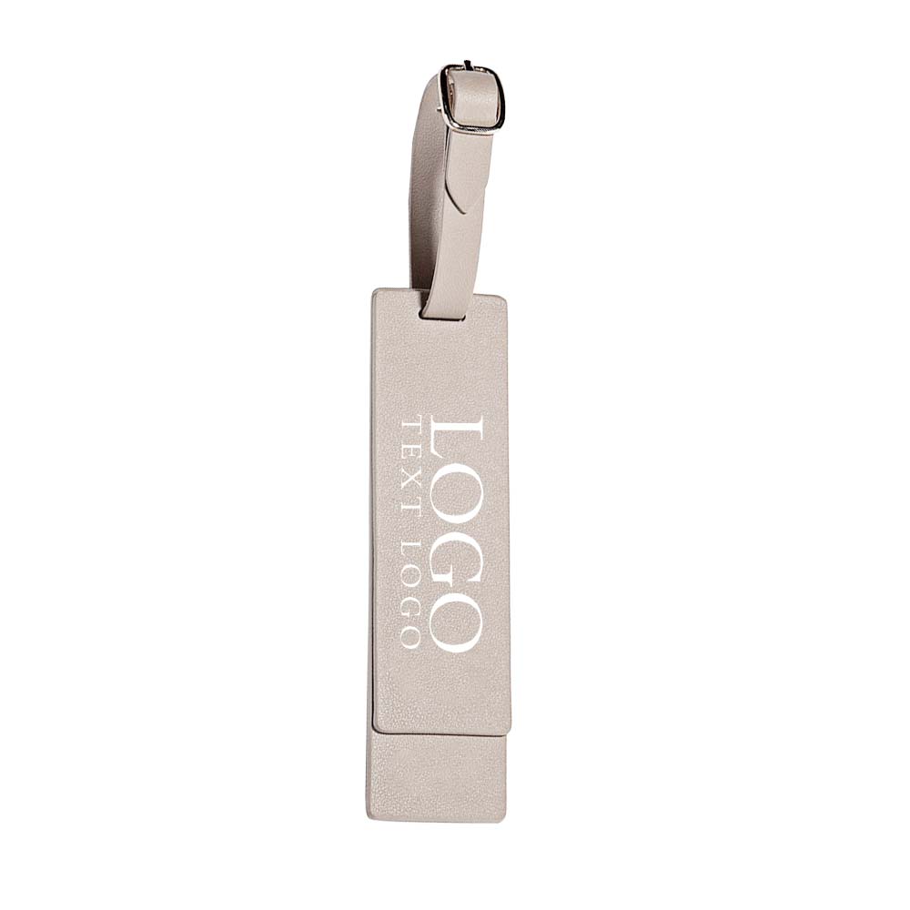 Scratch Resistant Magnetic Leather Luggage Tags Beige with Logo