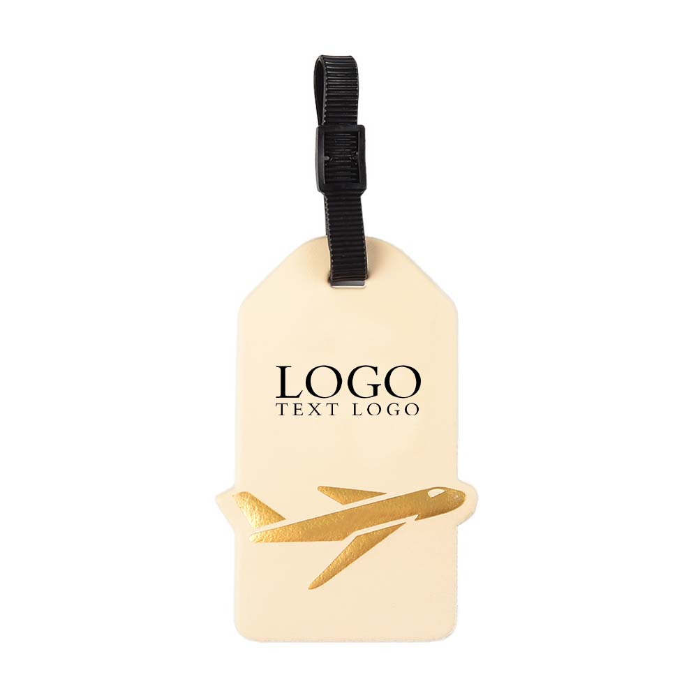 White Faux Leather PVC Aircraft Travel ID Tag with Logo