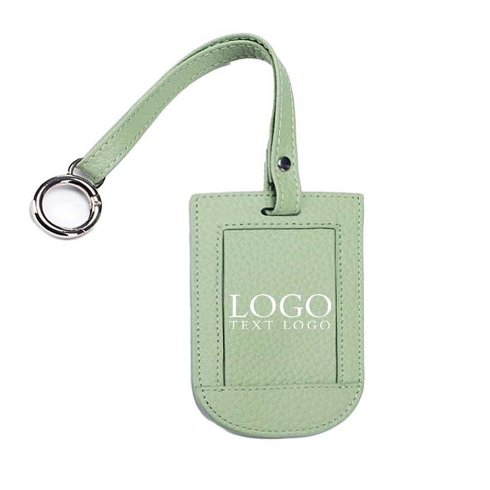 Genuine Leather Travel Tag with Flip Cover Green with logo