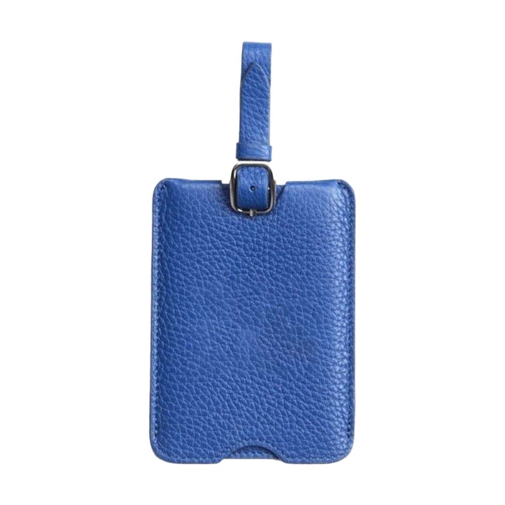 Anti-Loss Genuine Leather Travel BagTag blue