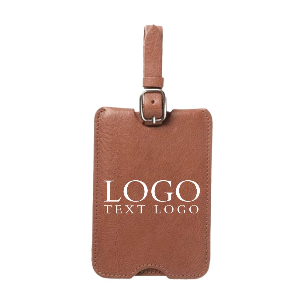 Anti-Loss Genuine Leather Travel Bag Tag Brown with Logo