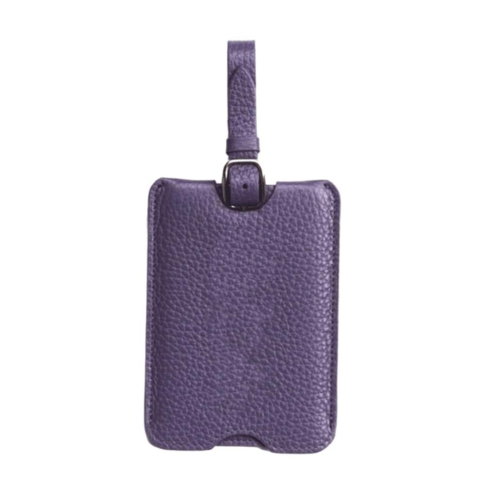 Anti-Loss Genuine Leather Travel BagTag purple
