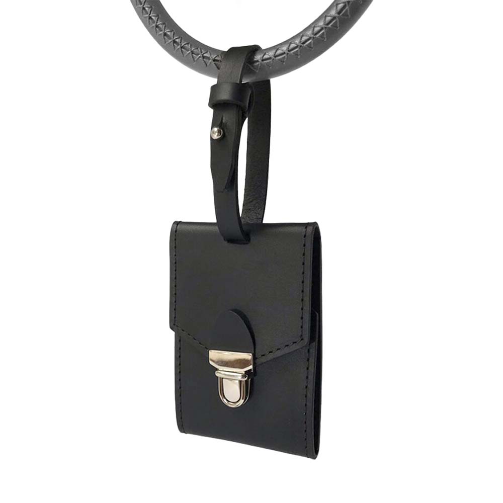 Black Custom Folding PU Leather ID Tag with Metal Black Custom Folding PU Leather ID Tag with Metal