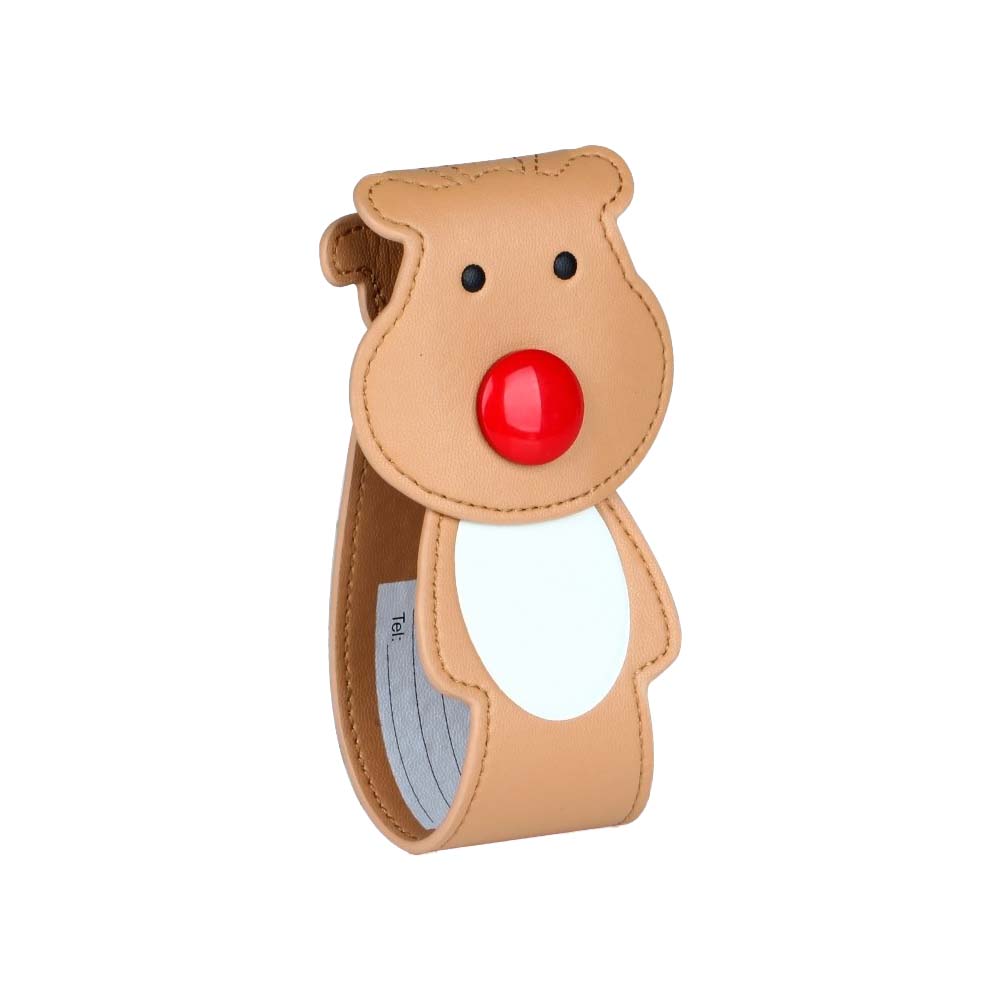 Khaki Cute Cartoon Bear PU Leather ID Tag Label Side Khaki Cute Cartoon Bear PU Leather ID Tag Label Side