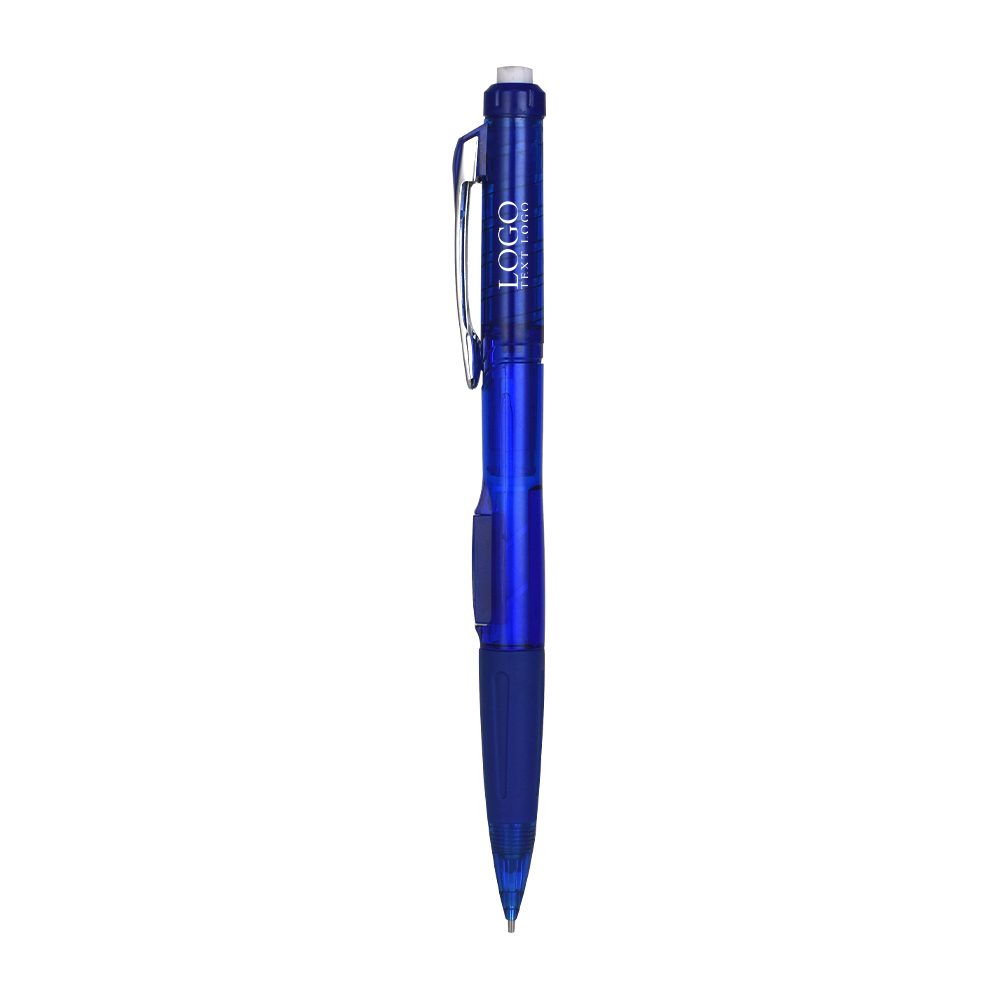 Mechanisch zijdrukpotlood met gum blauw met logo Mechanisch zijdrukpotlood met gum blauw met logo