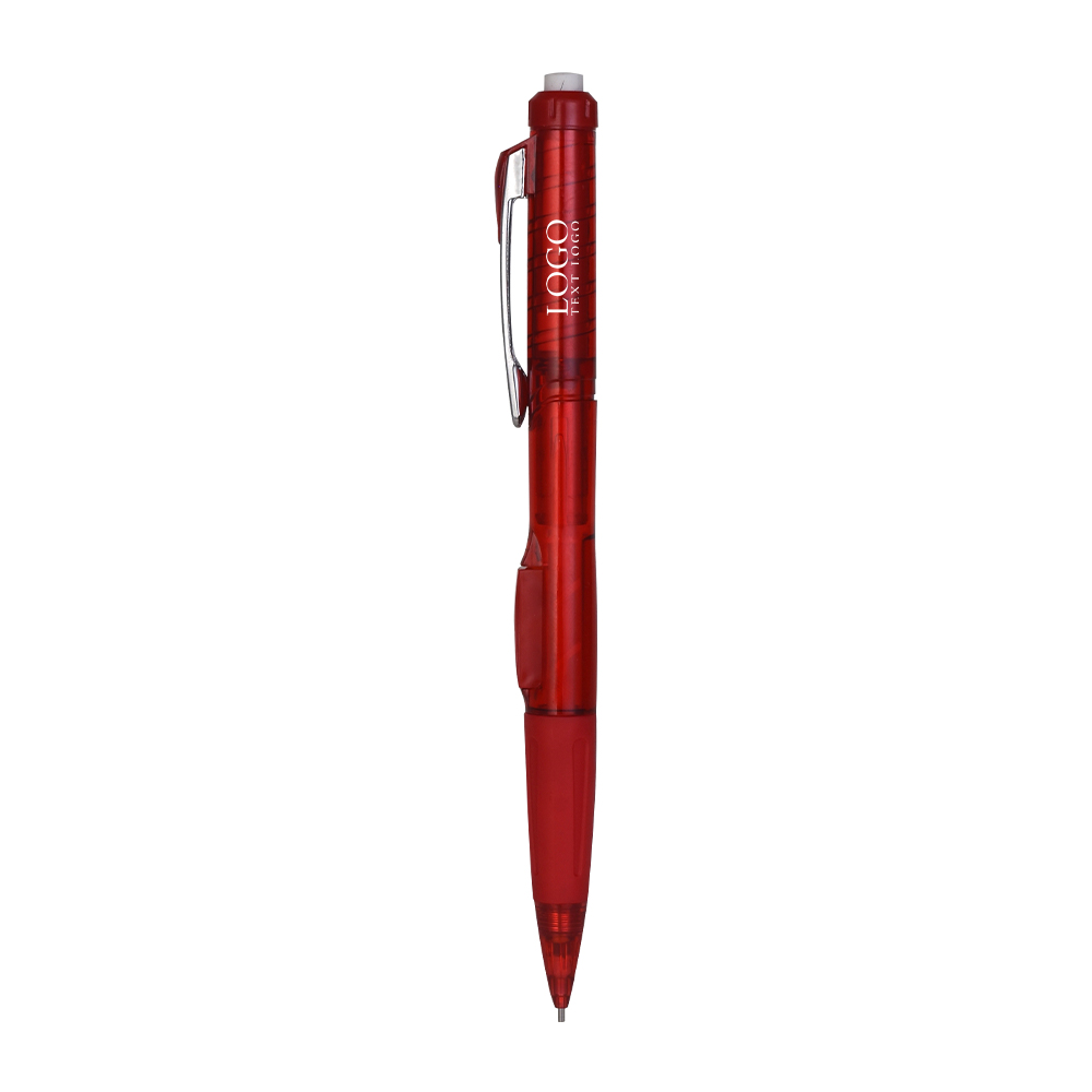 Mechanisch zijdrukpotlood met gum Rood met logo Mechanisch zijdrukpotlood met gum Rood met logo