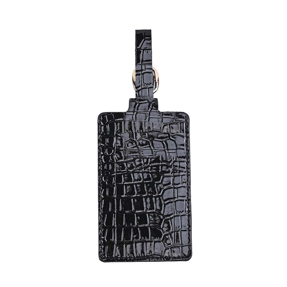 Crocodile Texture PU Leather Travel Tag black Crocodile Texture PU Leather Travel Tag black