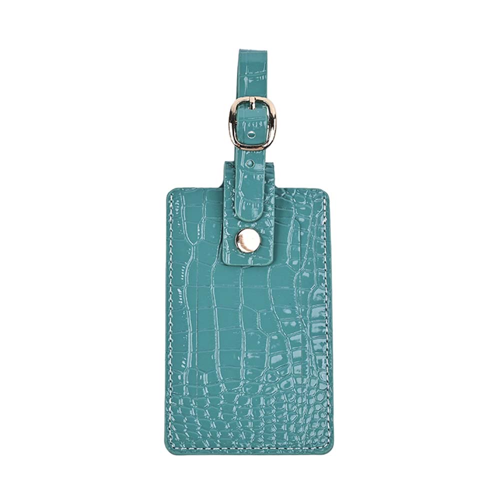 Crocodile Texture PU Leather Travel Tag green Crocodile Texture PU Leather Travel Tag green