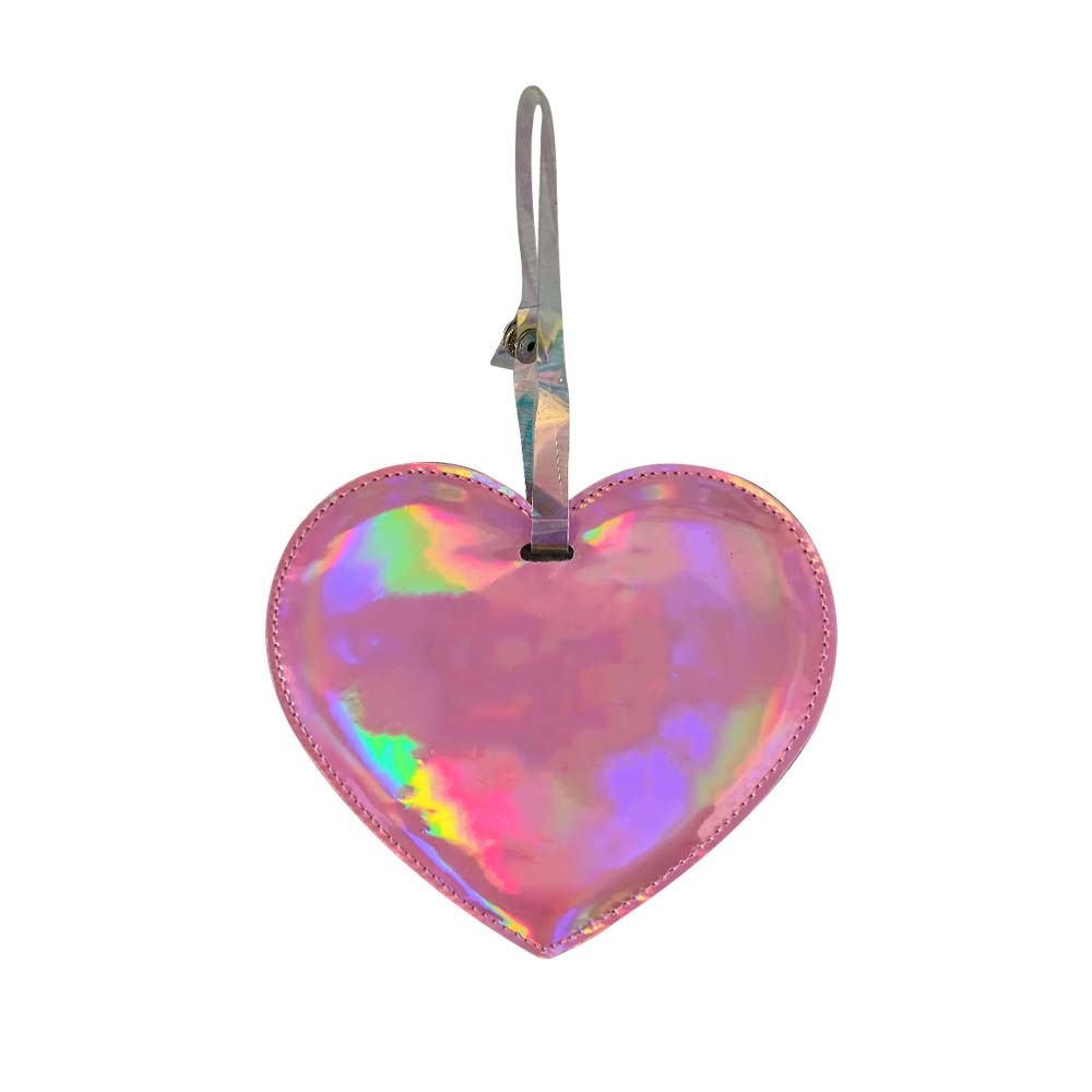 Shiny Laser Heart PU Leather Luggage Tag Pink Shiny Laser Heart PU Leather Luggage Tag Pink