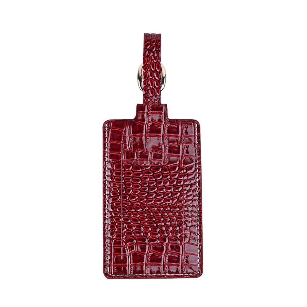 Crocodile Texture PU Leather Travel Tag red Crocodile Texture PU Leather Travel Tag red