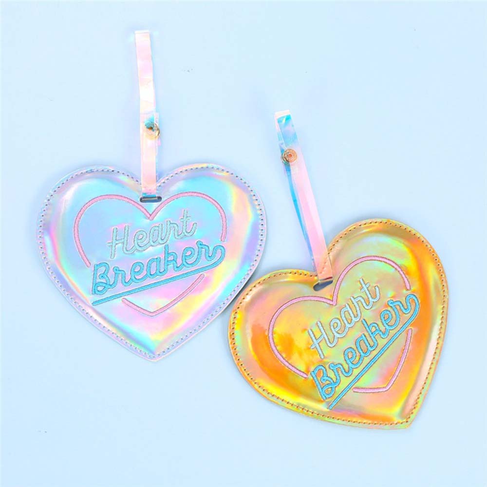 Shiny Laser Heart PU Leather Luggage Tag Cover Shiny Laser Heart PU Leather Luggage Tag Cover