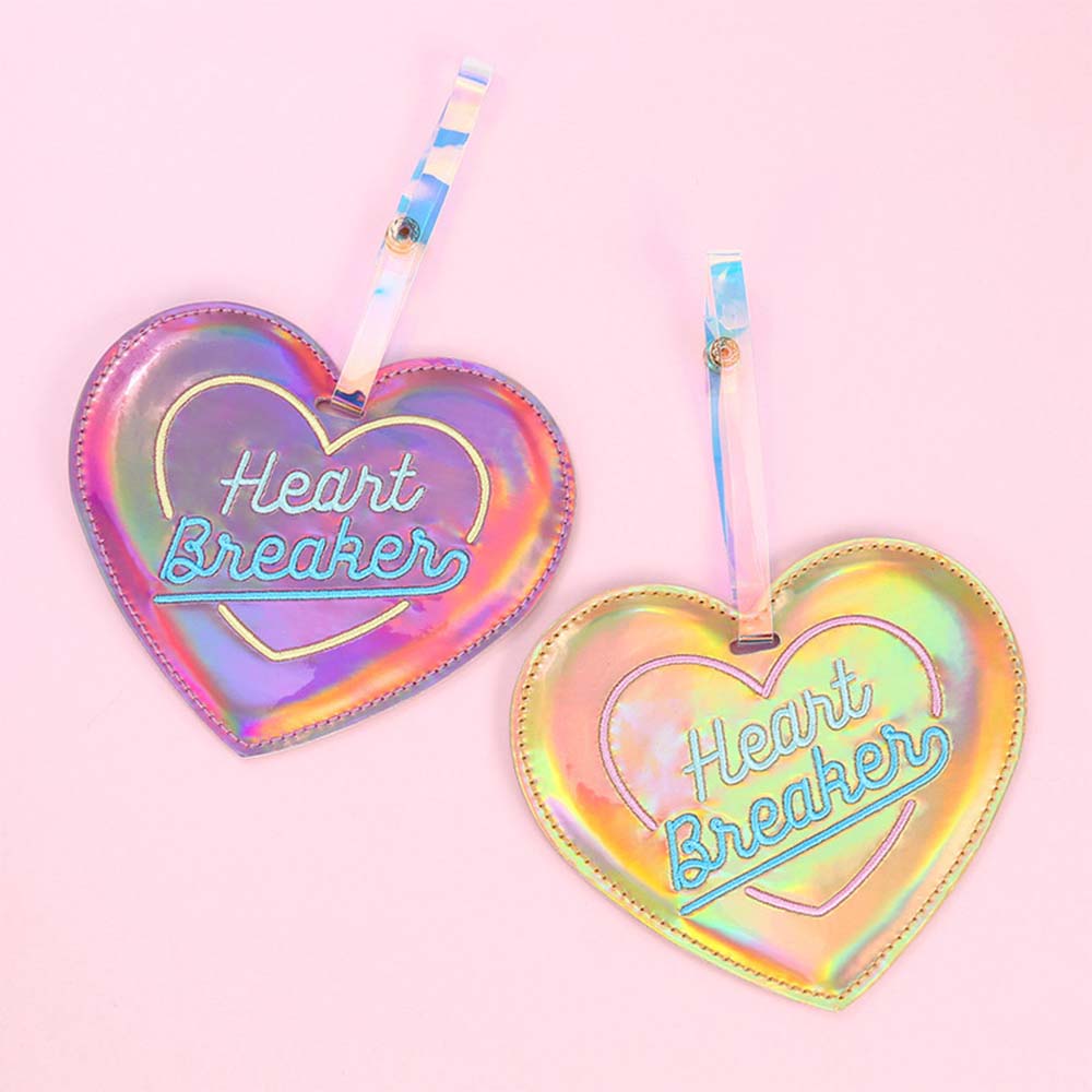 Shiny Laser Heart PU Leather Luggage Tag Coverage Shiny Laser Heart PU Leather Luggage Tag Coverage