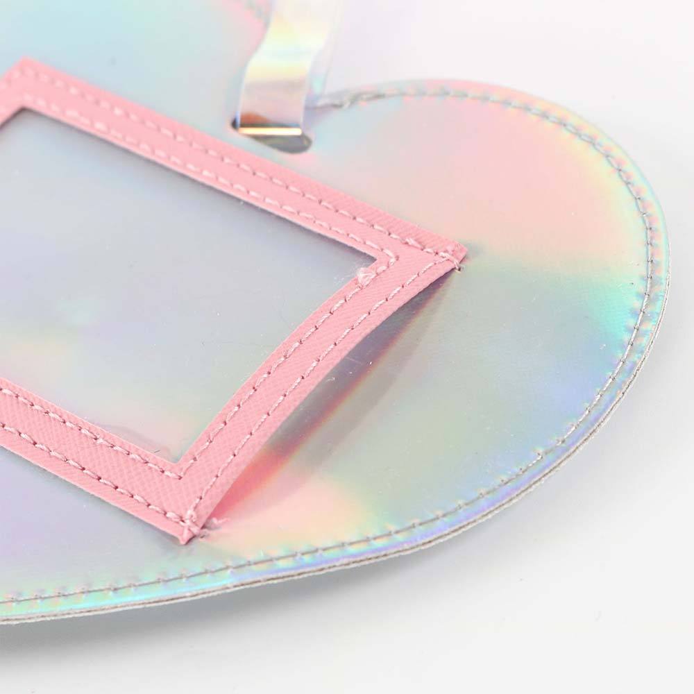 Shiny Laser Heart PU Leather Luggage Tag Details Shiny Laser Heart PU Leather Luggage Tag Details