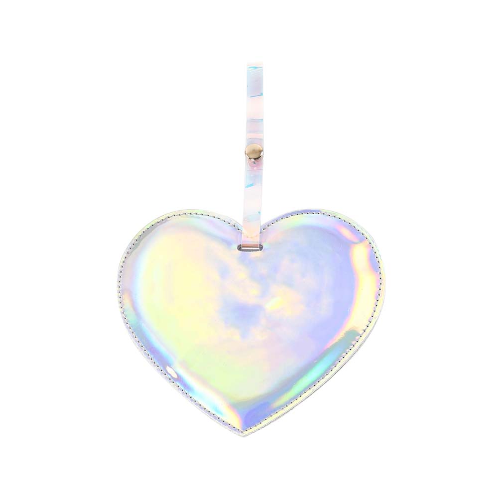 Shiny Laser Heart PU Leather Luggage Tag White Shiny Laser Heart PU Leather Luggage Tag White