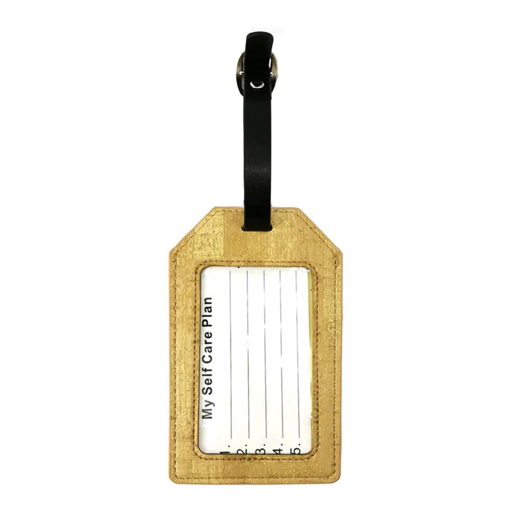 Aangepaste houten nerf PU lederen reistaslabel achterkant Aangepaste houten nerf PU lederen reistaslabel achterkant