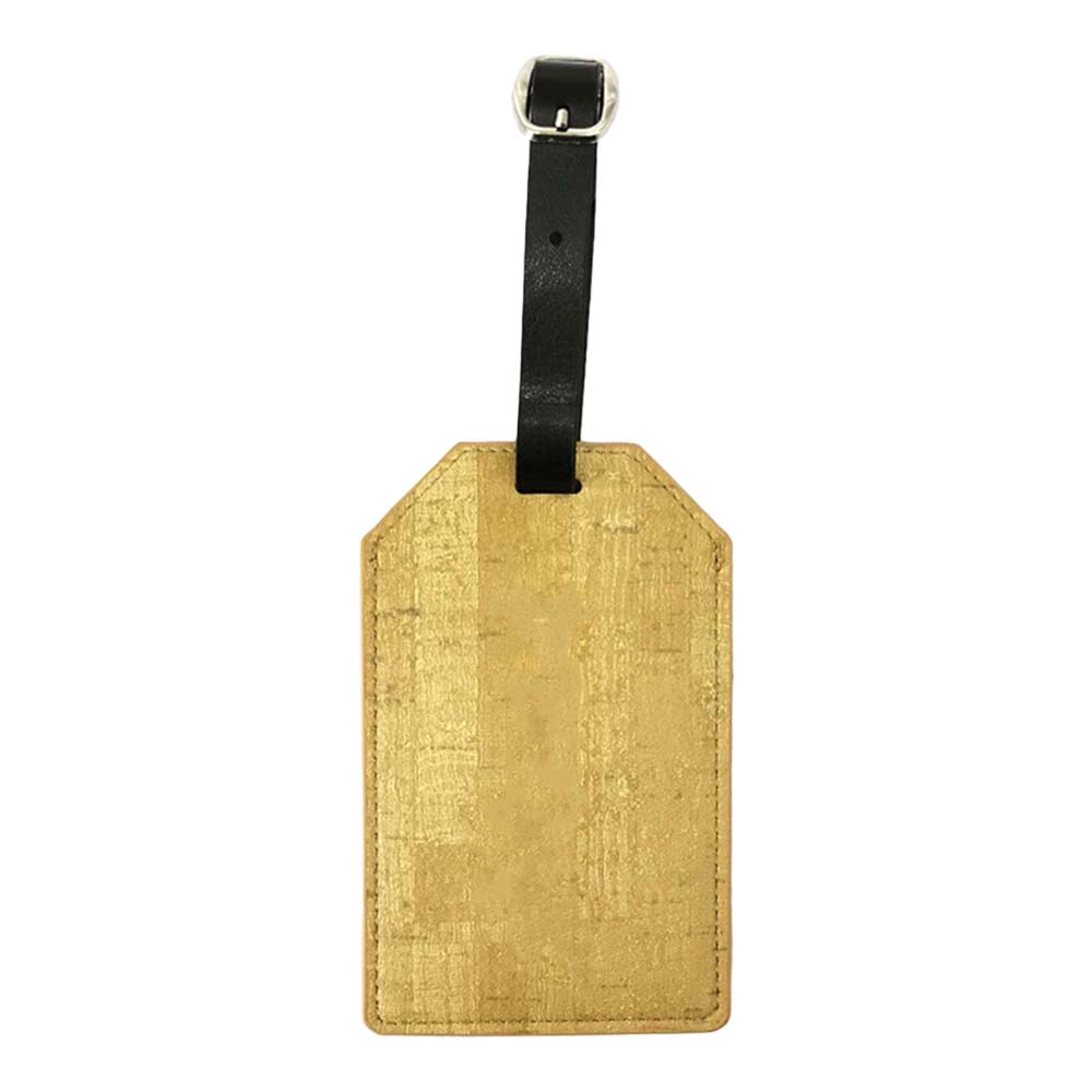 Custom Wood Grain PU Leather Travel Bag Tag brown