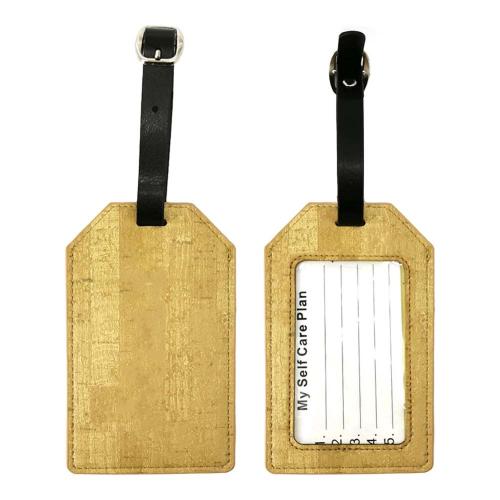Custom Wood Grain PU Leather Travel Bag Tag