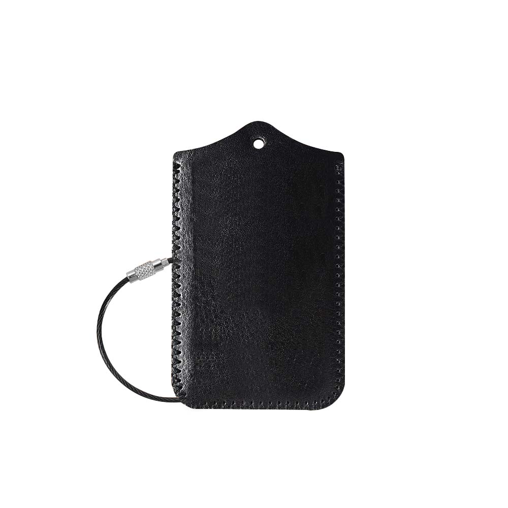 Customized PU Leather Airport Travel Tag with Flip black Customized PU Leather Airport Travel Tag with Flip black