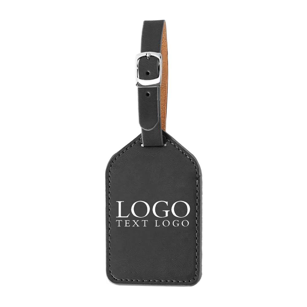 Black PU Leather Business Luggage Tag with Strap with Logo