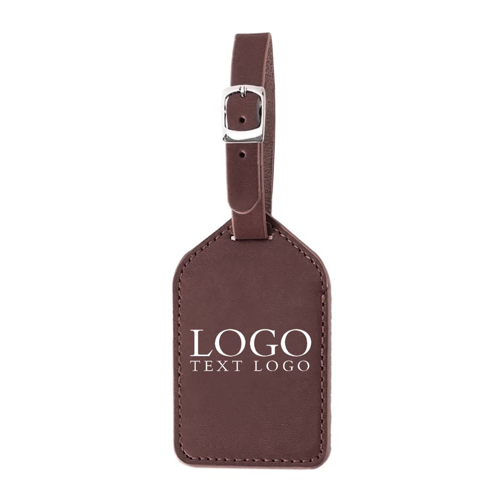 Dark Red PU Leather Business Luggage Tag with Strap with Logo