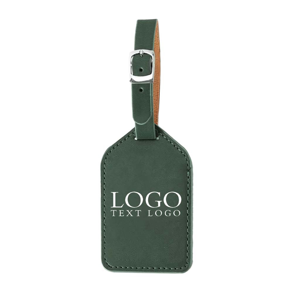 Green PU Leather Business Luggage Tag with Strap with Logo