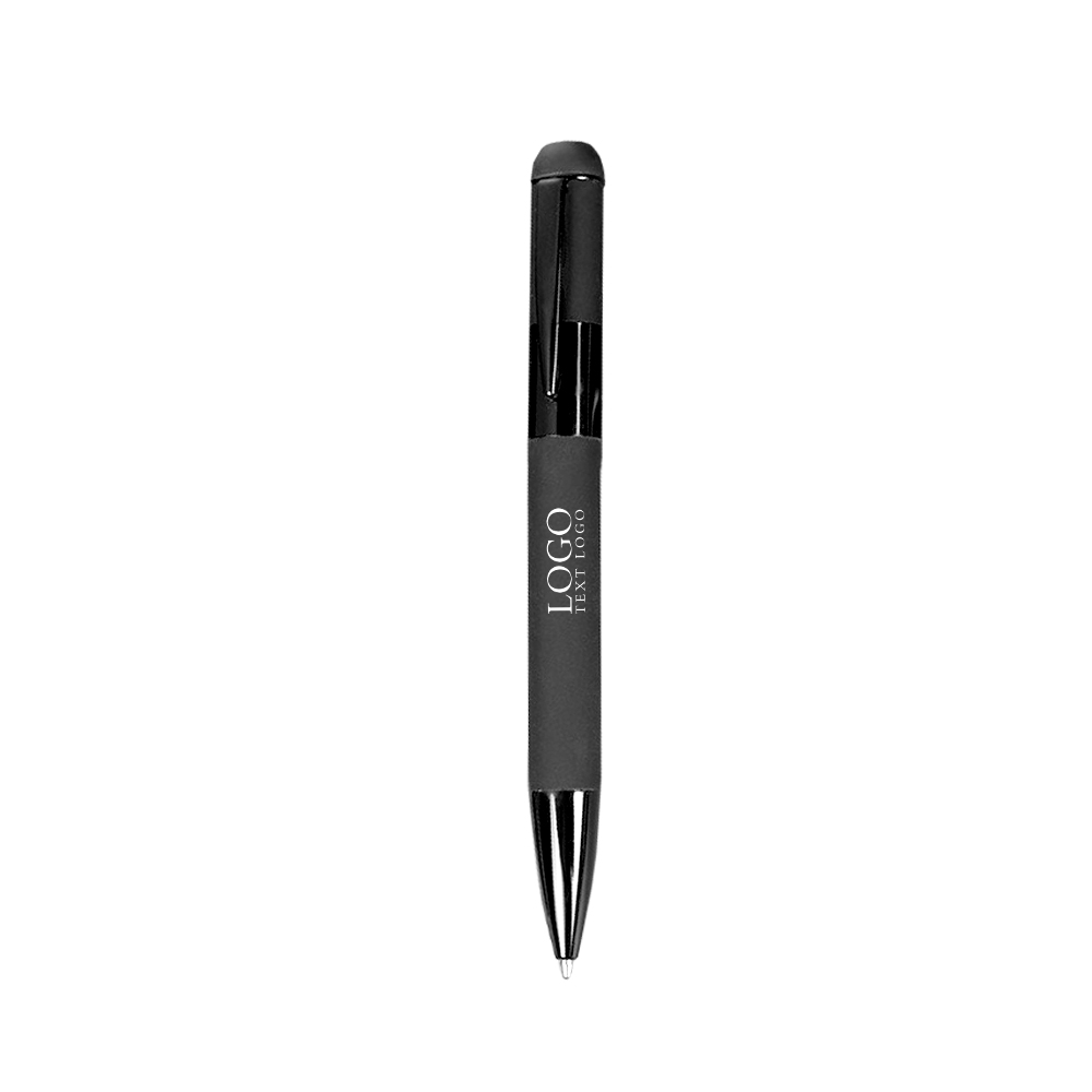 Black Metal Twist Ballpoint Pen with logo-Matte Black