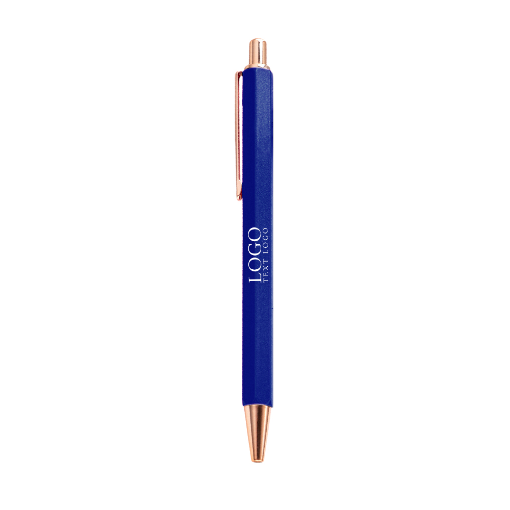 Customized Hexagonal Click Ballpoint Pen with logo-blue