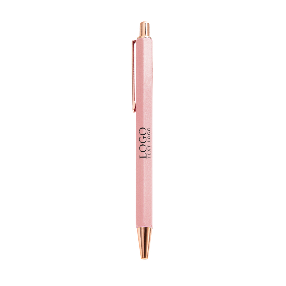 Customized Hexagonal Click Ballpoint Pen with logo-rose gold