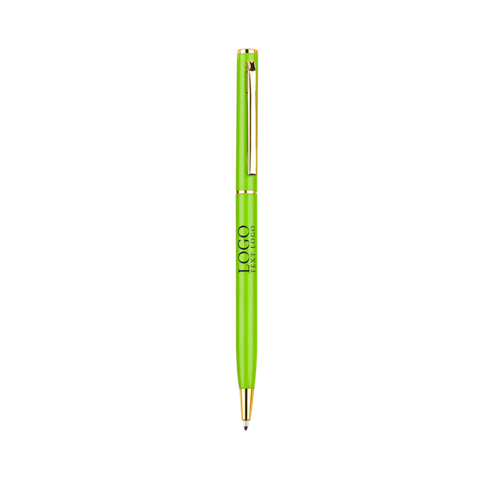 Wholesale Custom Color Galvanized Click Ballpoint Pen with logo-green