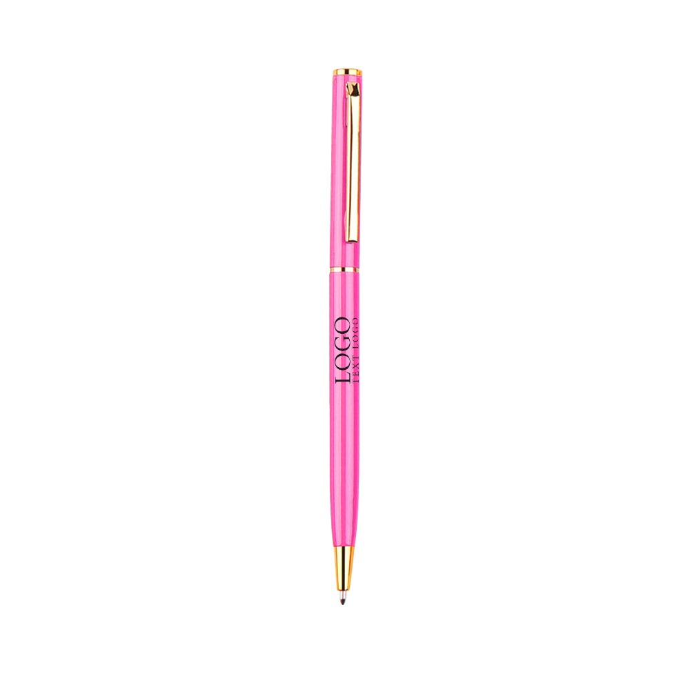 Wholesale Custom Color Galvanized Click Ballpoint Pen with logo-pink