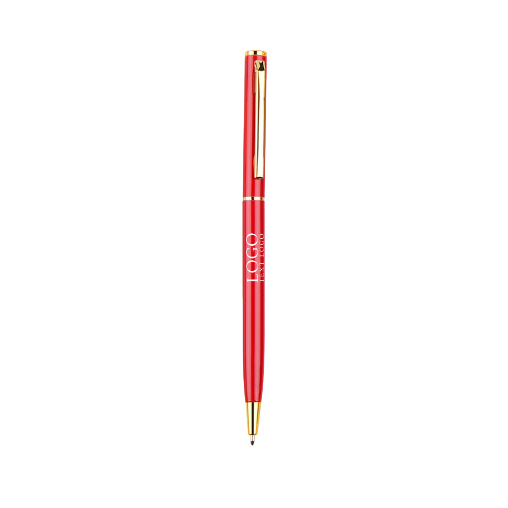 Wholesale Custom Color Galvanized Click Ballpoint Pen with logo-red