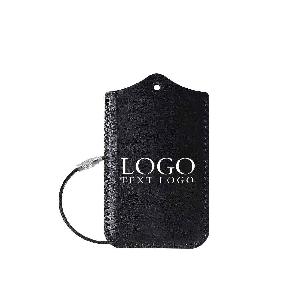 Zwarte aangepaste PU leren luchthavenreistag met klep en logo Zwarte aangepaste PU leren luchthavenreistag met klep en logo