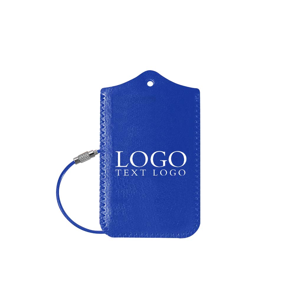 Blauwe aangepaste PU leren luchthavenreislabel met klep en logo Blauwe aangepaste PU leren luchthavenreislabel met klep en logo