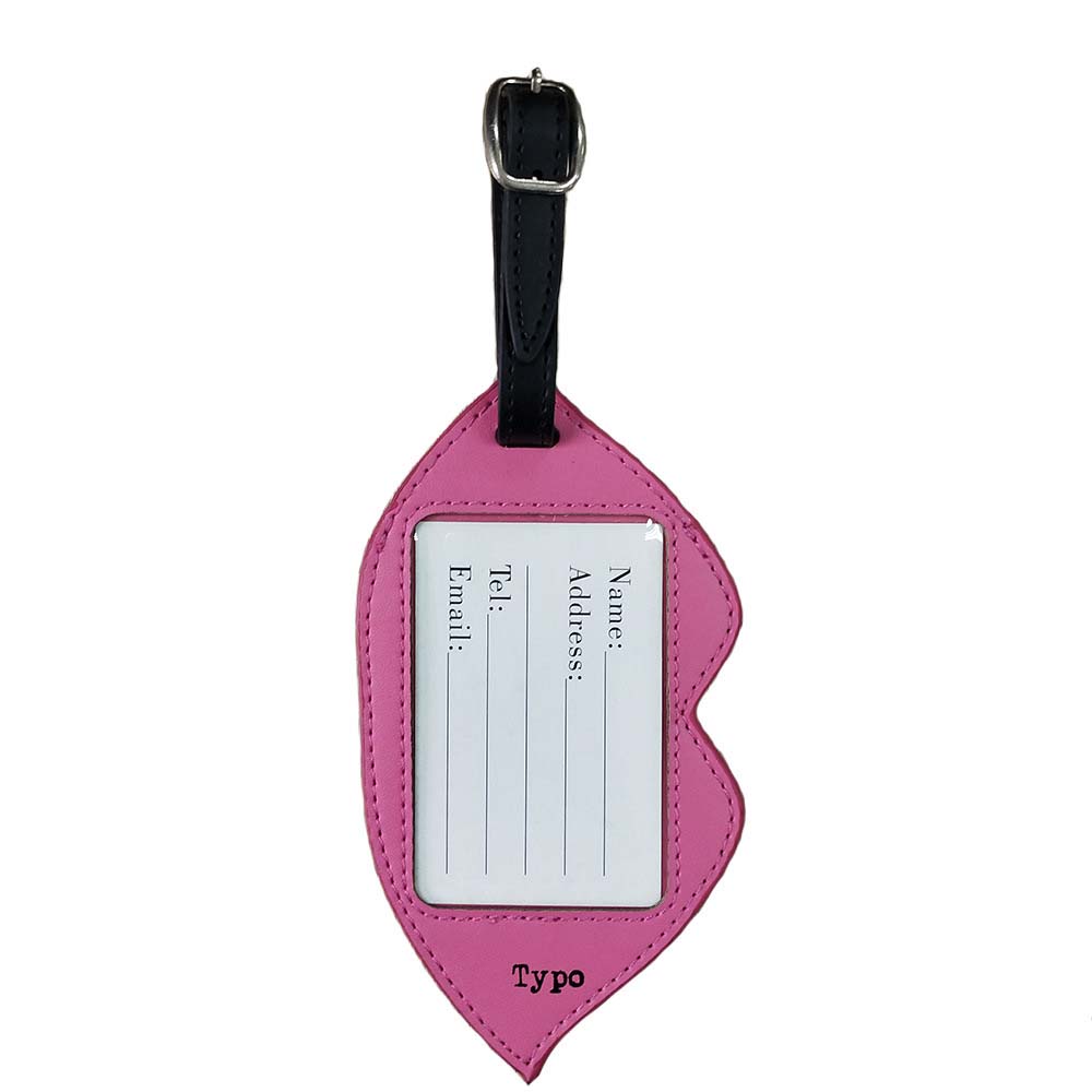 Pink Customizable Leaf Luggage Tag with Adjustable Strap Back