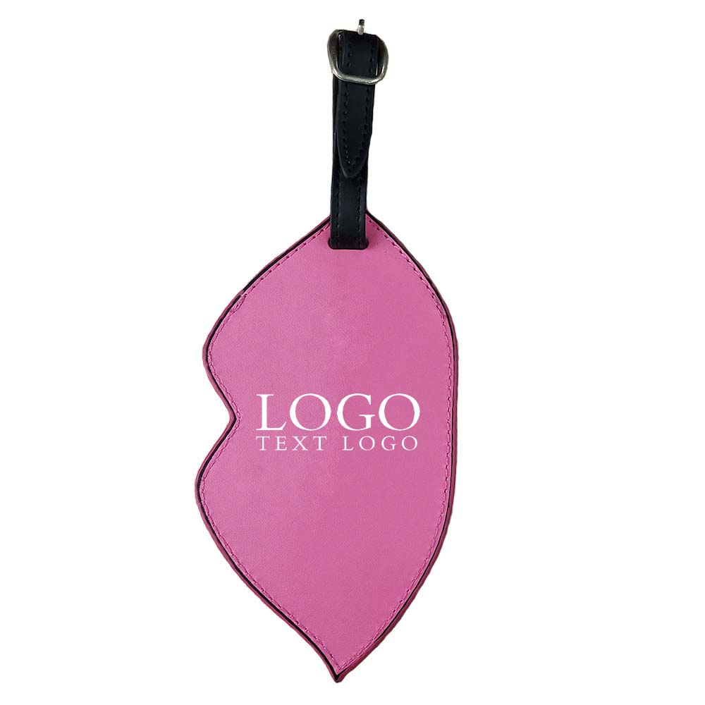 Pink Customizable Leaf Luggage Tag with Adjustable Strap with Logo
