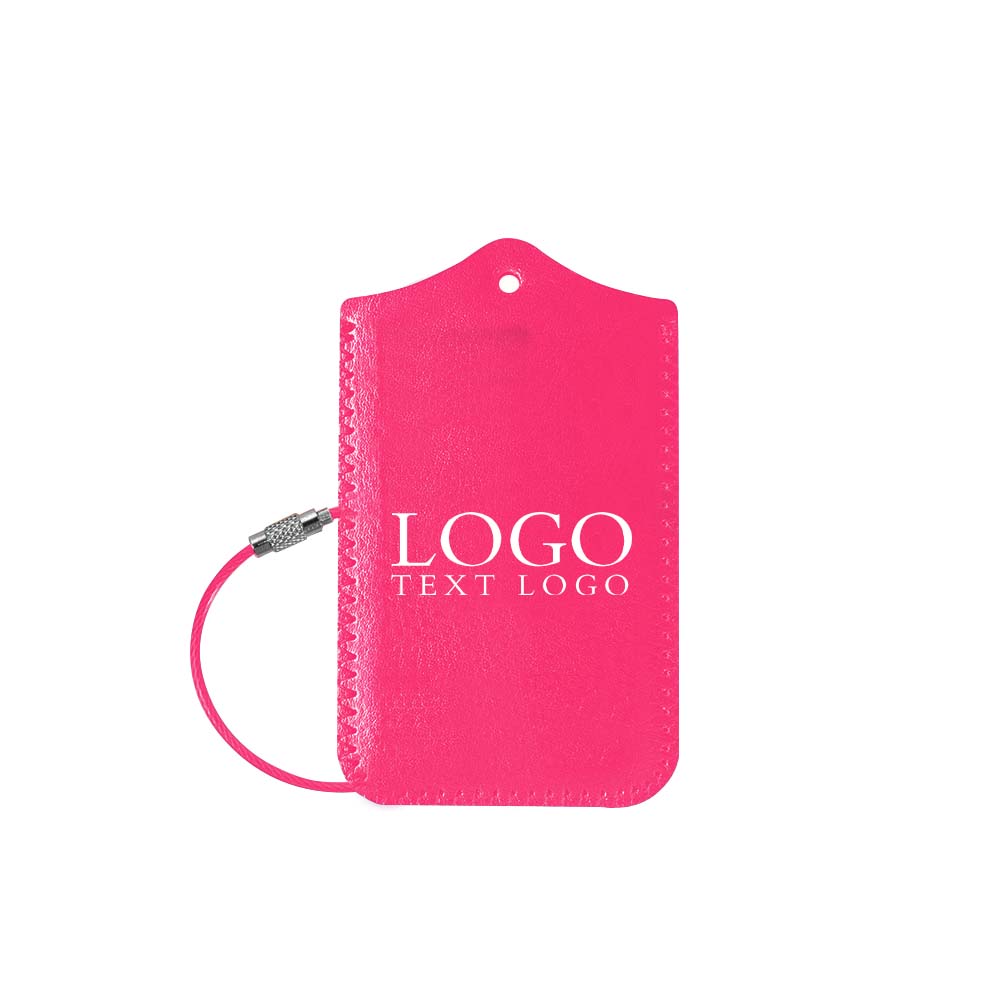 Roze gepersonaliseerde PU leren luchthavenreislabel met klep en logo Roze gepersonaliseerde PU leren luchthavenreislabel met klep en logo