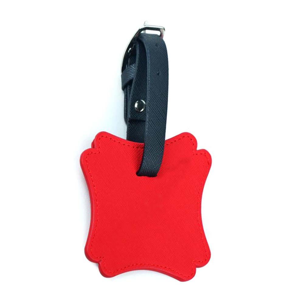 Custom Contrast Color PU Leather Travel ID Tag red Custom Contrast Color PU Leather Travel ID Tag red