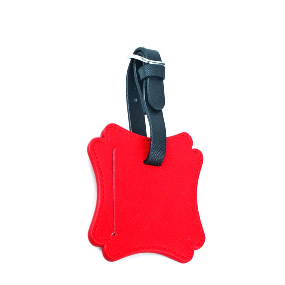 Rood aangepast contrastkleurig PU-leren reis-ID-label aan de voorkant